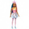 Barbie Poupée Licorne Dreamtopia Cheveux Bleus et Roses avec Jupe, avec Queue et Serre-Tête de Licorne Amovibles, Jouet Enf