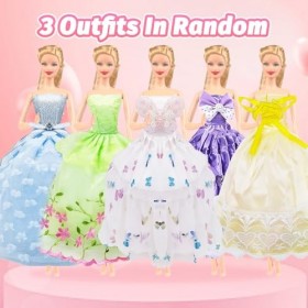 WanderGo Vêtements et accessoires compatibles avec Barbie, 61 pièces comprenant des robes, hauts, pantalons, chaussures, cour
