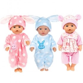 Wedhapy Accessoires De Poupée De Bébé 18 Pouces Vêtements De Poupée 3 Pièces Dessin Animé Mignon Imprimé Pointillé Bébé Poupé