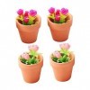 Toyvian 4Pcs Rose Plante Verte Plantes De Maison De Poupée Mini Maison De Poupée Accessoires De Maison De Poupée Modèle De Pl