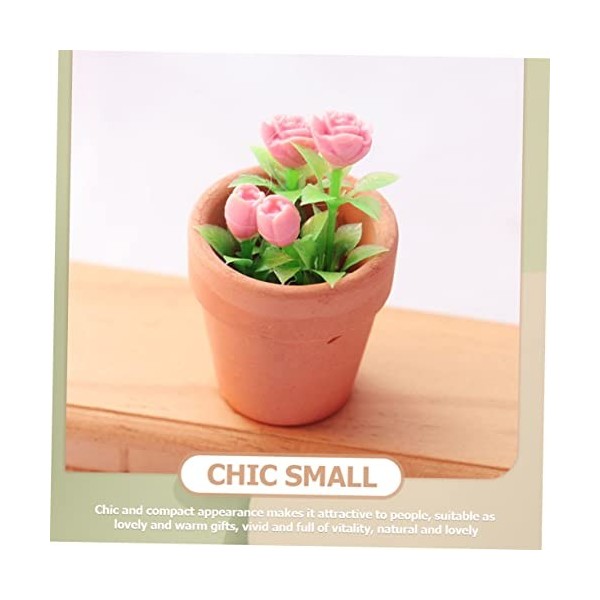 Toyvian 4Pcs Rose Plante Verte Plantes De Maison De Poupée Mini Maison De Poupée Accessoires De Maison De Poupée Modèle De Pl