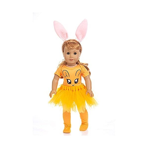 GIVBRO Vêtements de poupée Halloween pour poupée de 45,7 cm, t-shirt, legging jupe tullée et coiffe, accessoires de jouets 