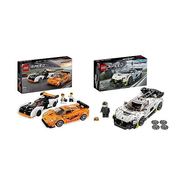 LEGO 76918 Speed Champions McLaren Solus GT et McLaren F1 LM, Jouet de Contruction Voiture de Course, Kit de Maquette Hyperca