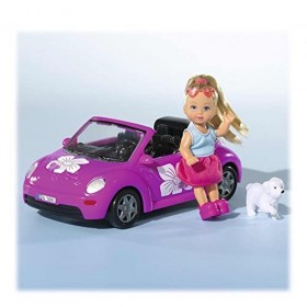 Simba - Evi Love Beetle - Mini Poupée 12cm - Cabriolet et Chien + 4 Accessoires Inclus - 105731539