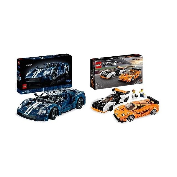 LEGO 42154 Technic Ford GT 2022, Maquette de Voiture pour Adultes à Construire & 76918 Speed Champions McLaren Solus GT et Mc