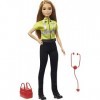 Barbie Métiers poupée Ambulancière brune en tenue de secouriste avec stéthoscope et sacoche, jouet pour enfant, GYT28