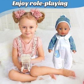 Vêtement Poupée 36 cm pour New Born Baby Poupée Tenue de poupée en Laine Doux avec Chapeau pour Accessoire Poupee Compatible 