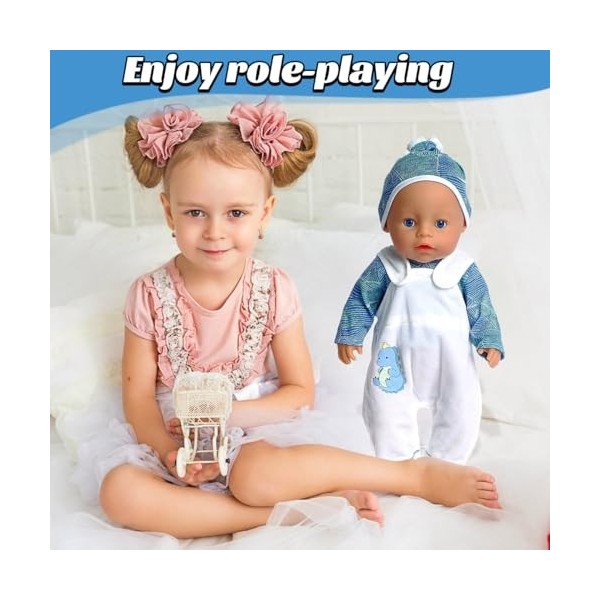Vêtement Poupée 36 cm pour New Born Baby Poupée Tenue de poupée en Laine Doux avec Chapeau pour Accessoire Poupee Compatible 
