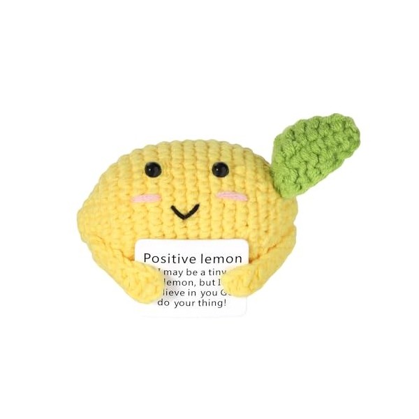 SAVITA Funny Positive Lemon, 8cm Mignon Jouet de Poupée Citron avec Carte dEncouragement Poupée Jouets au Crochet Décor Drôl