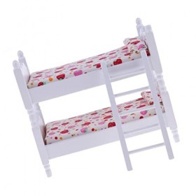 TOPofly Lits superposés, lit superposé de poupée en Bois avec échelle et Deux oreillers Accessoires de scène de Meubles Minia