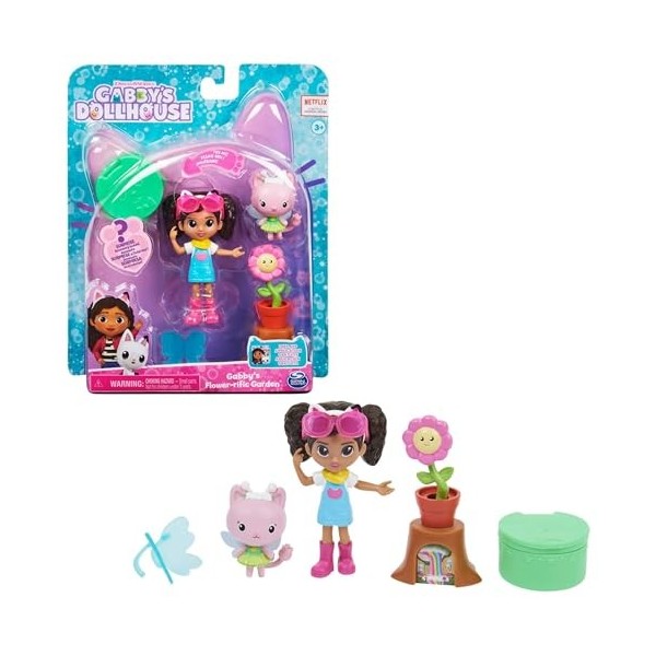 Gabby et la Maison Magique - Gabbys Dollhouse - PACK 2 FIGURINES ET ACCESSOIRES - Coffret Jardin Enchanté - Gabby, 1 Figurin