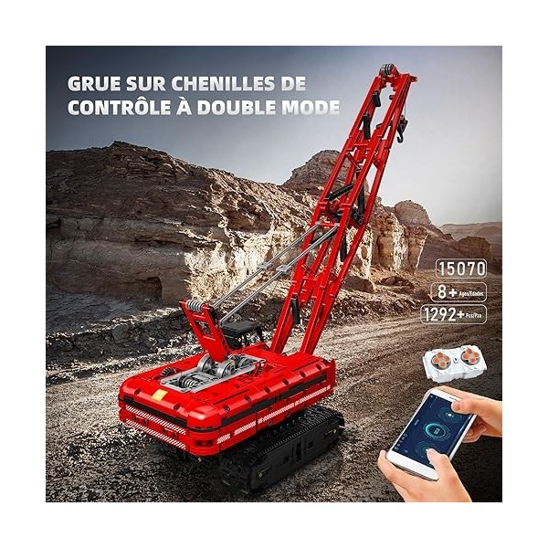 SDXFUWA 15070 Grue sur Chenilles, Kit de Construction Avancé pour Adultes, Modèle de Grue avec des Détails Incroyables 1292+