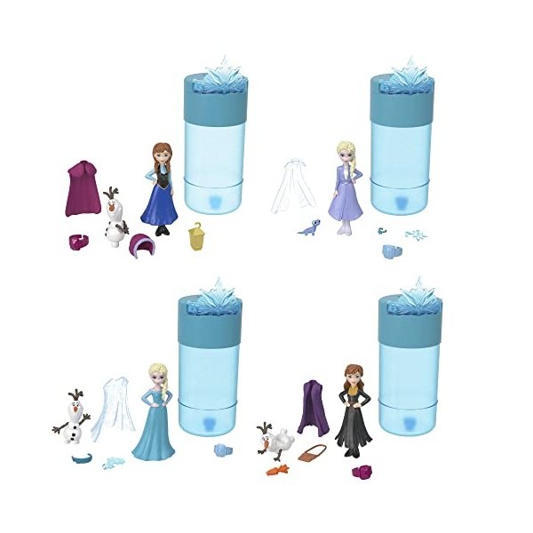 Disney La Reine des Neiges Coffret Color Reveal Neige, poupée mystère avec 6 surprises à découvrir dont une figurine, Jouet E