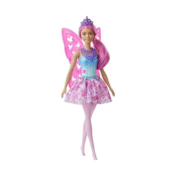 Barbie Dreamtopia poupée fée aux cheveux oranges, avec ailes et diadème, jouet pour enfant, GJK01