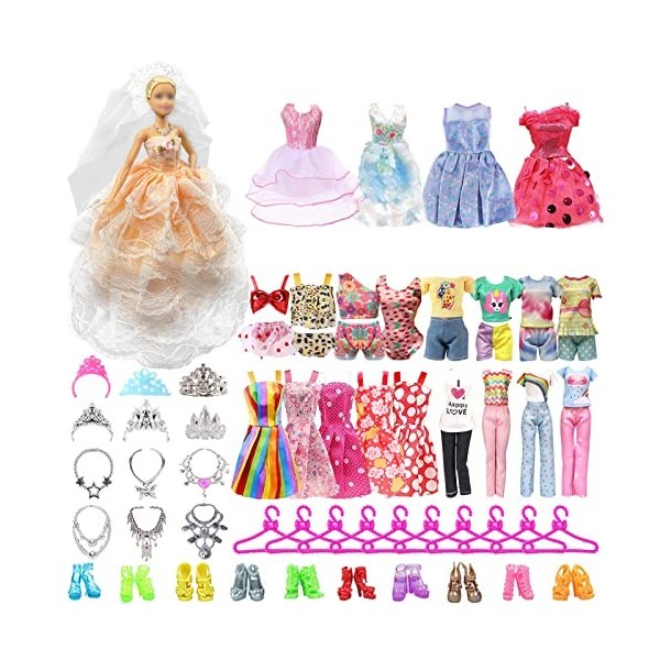 42 ensembles de vêtements et accessoires pour poupées Barbie, vêtements et accessoires inclus robe de mode+ Bikini+Tops+ pant