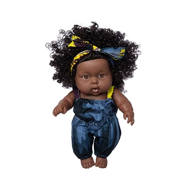 Kangmeile Poupée Africaine Curly 8 Pouces - Poupée Noir Afro-américaine  réalistes Poupon bébé poupées pour Enfants Jouets pou