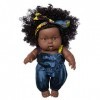 Kangmeile Poupée Africaine Curly 8 Pouces - Poupée Noir Afro-américaine réalistes Poupon bébé poupées pour Enfants Jouets pou