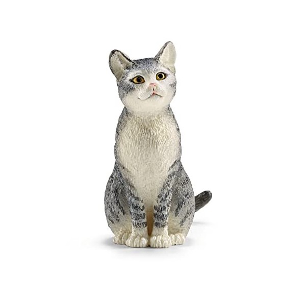 Schleich- Figurine Chat Assis Farm World, 13771, Multicolore