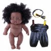 Kangmeile Poupée Africaine Curly 8 Pouces - Poupée Noir Afro-américaine réalistes Poupon bébé poupées pour Enfants Jouets pou