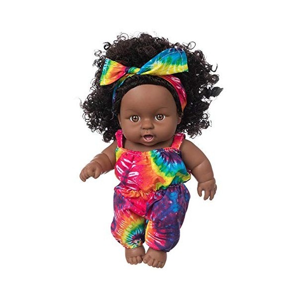 Uteruik Poupée noire de 20,3 cm - Poupée africaine américaine avec bandeau - Cadeau danniversaire de Noël pour les tout-peti