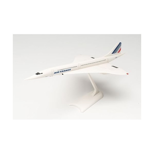 Herpa Maquette Air France Concorde – F-BVFB, echelle 1/200, Snap-fit Model, pièce de Collection, davion avec Support, Figuri