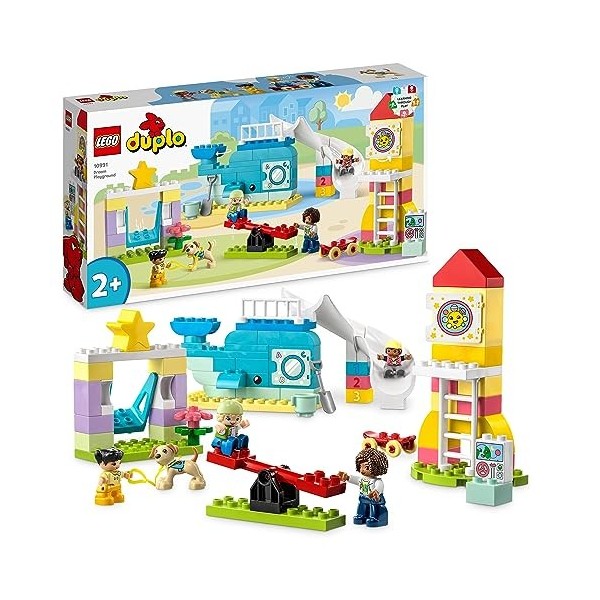 LEGO 10991 Duplo L’Aire de Jeux des Enfants, Jouet de Construction pour Enfants Dès 2 Ans avec Baleines et Fusées, pour Aider