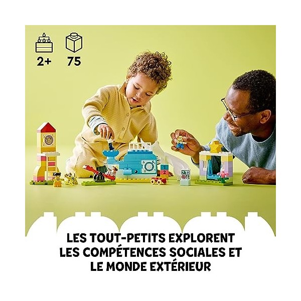 LEGO 10991 Duplo L’Aire de Jeux des Enfants, Jouet de Construction pour Enfants Dès 2 Ans avec Baleines et Fusées, pour Aider