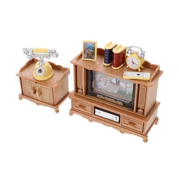 TOYANDONA 1:12 Échelle Poupée TV Cabinet Ensemble Miniature Maison De Poupée Meubles Maison De Poupée Salon Télévision Mini T