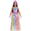Barbie Poupée Royal Ronde Dreamtopia, Cheveux Violets Avec Corsage Scintillant, Jupe À Fleurs Multicolores Et Accessoire Pour