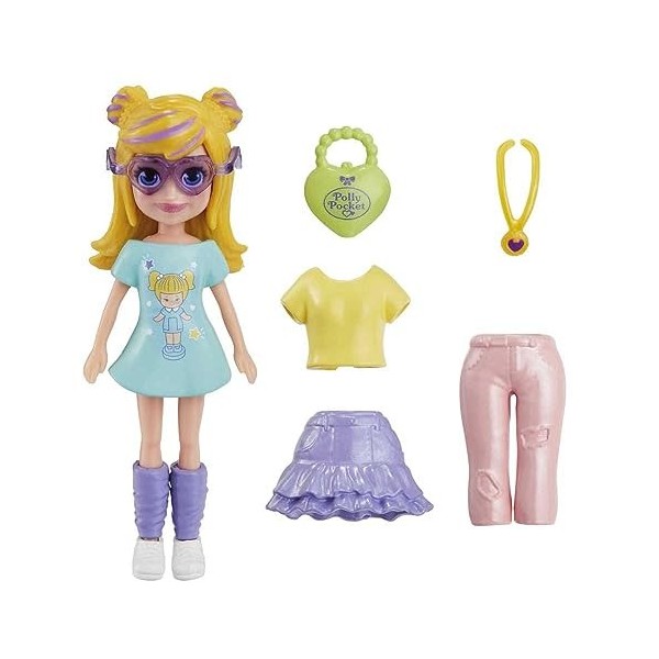 Polly Pocket Ensemble de Jeu Pack de Mode Polly Shimmer Comprend une poupée, Vêtements et accessoires supplémentaires pour le