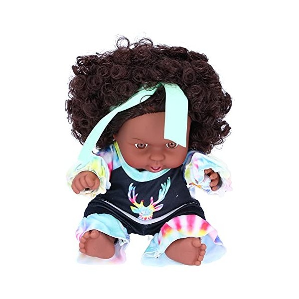 Poupées De Bébé avec des Cheveux Bouclés De Peau Noire, Poupée De Fille Réaliste, Poupées De Bébé De Fille Africaine, Poupée 