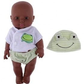Reborn Baby Dolls Africa réaliste bébé Jouet à Vie bébé poupée bébé Reborn Babies en Vinyle Nouveau-né avec Tenues Grenouille