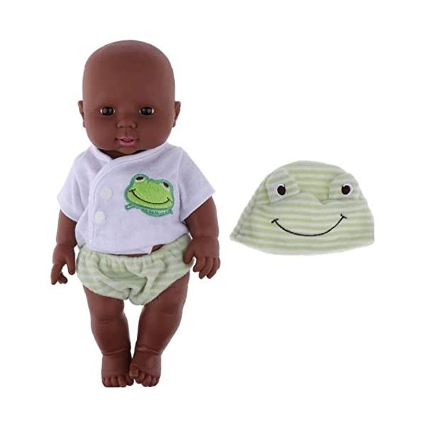 Reborn Baby Dolls Africa réaliste bébé Jouet à Vie bébé poupée bébé Reborn Babies en Vinyle Nouveau-né avec Tenues Grenouille