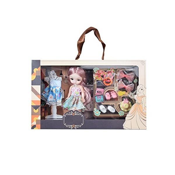 JAWSEU Coffret Poupée, Poupée Fille, Mini Poupée Princesse Jouet de Fille, Ensemble de Mini-poupée, Poupée Princesse Jeu de P