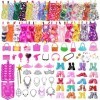 Lot de 120 vêtements et accessoires pour poupée Barbie, 20 robes + 20 sacs à main + 20 chaussures + 60 accessoires de bijoux,