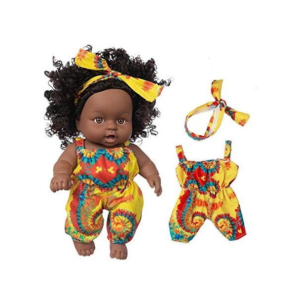 Uteruik Poupée noire de 20,3 cm - Poupée africaine américaine - Avec bandeau - Cadeau danniversaire - Cadeau de Noël pour le