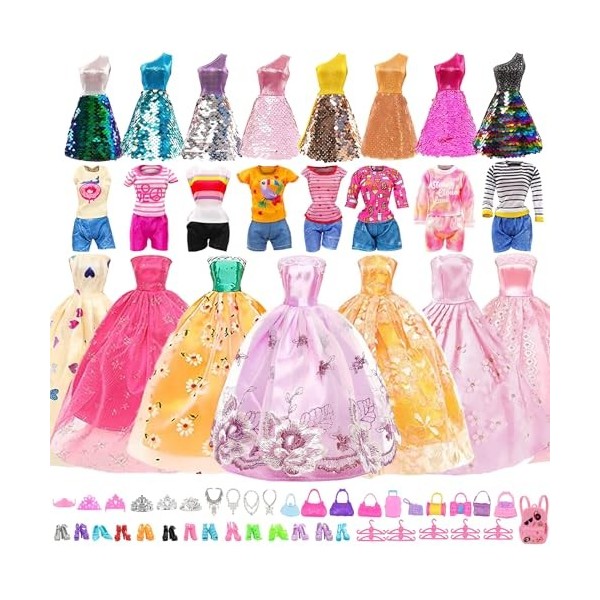 FCXQG 63 Pcs Vêtements & Accessoires De Poupée Vetement Poupee Accessoire Barby Vetement Habits Barby Vetement Poupee 14 Tenu