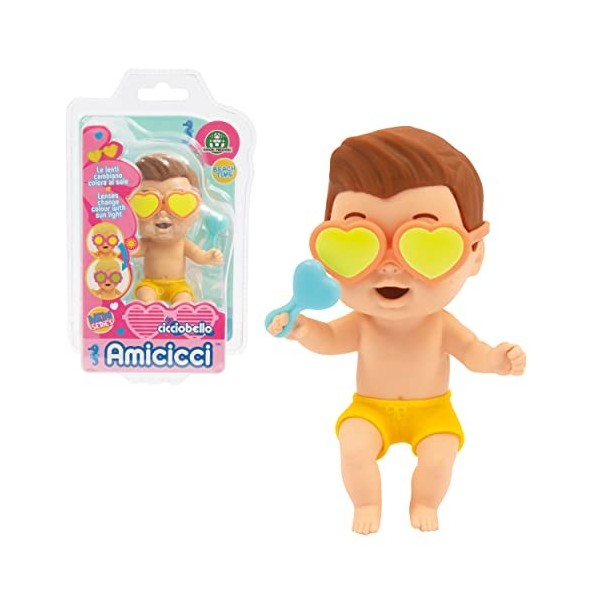 CICCIOBELLO Amicicci, Bébé avec Expressions rigolotes, Série Plage, Lunettes changent de Couleur et Accessoires, Modèle Fille