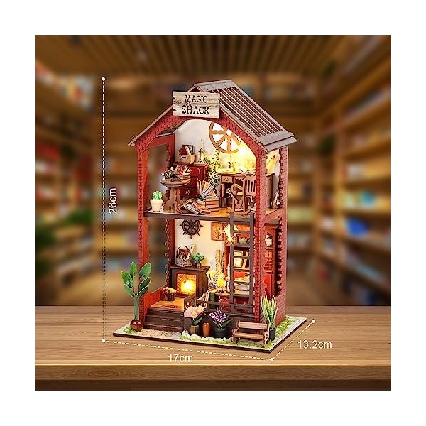 Cuteefun Maison de Poupée DIY Meublée Mini, Kit Maison en Bois, Faire Votre Propre Modèle de Maison Dartisanat, Artisanat Ca