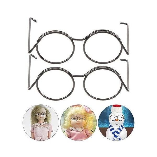 Zerodeko 20Pcs Lunettes De Poupée Miniatures Lunettes De Poupée À Jante en Fil Métallique Poupées De Lunettes Miniatures Poup