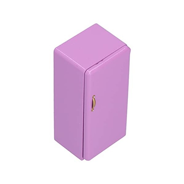 Réfrigérateur de maison de poupée, simulation portable compacte, réfrigérateur de maison de poupée en bois violet élégant pou