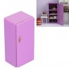 Réfrigérateur de maison de poupée, simulation portable compacte, réfrigérateur de maison de poupée en bois violet élégant pou