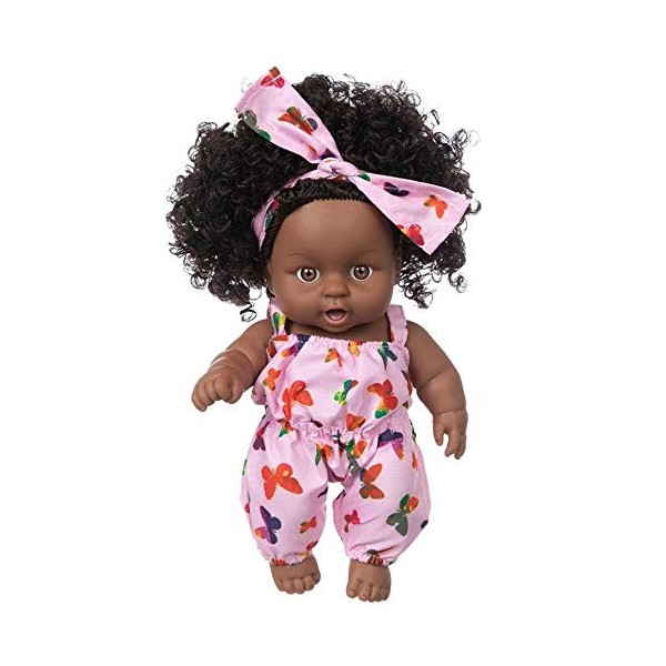 Uteruik Poupée noire de 20,3 cm - Poupée africaine américaine avec bandeau - Cadeau danniversaire de Noël pour tout-petits g