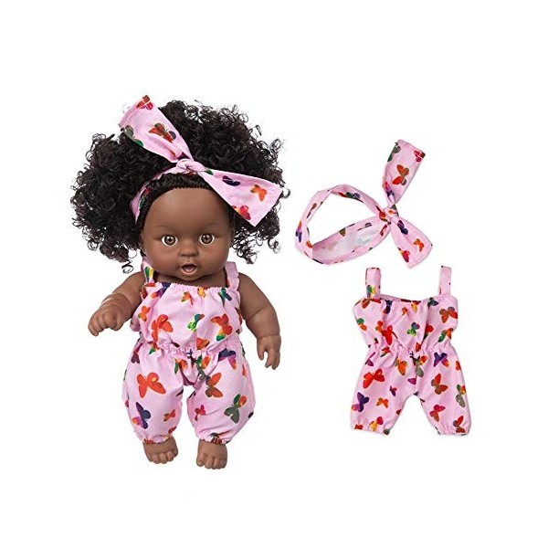 Uteruik Poupée noire de 20,3 cm - Poupée africaine américaine avec bandeau - Cadeau danniversaire de Noël pour tout-petits g