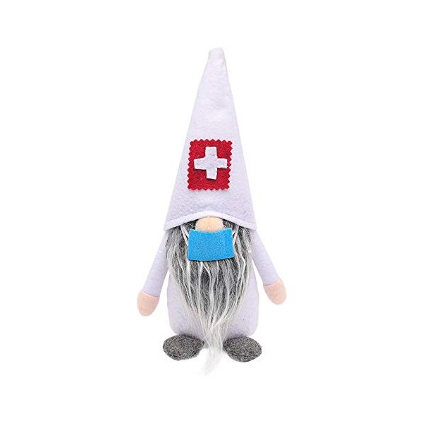 BAIJIE poupée de noël Long Chapeau en Peluche Barbe médecin infirmière décor de noël Bureau sans Visage poupée Ornement Migno