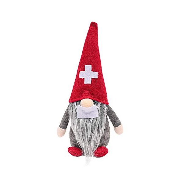 BAIJIE poupée de noël Long Chapeau en Peluche Barbe médecin infirmière décor de noël Bureau sans Visage poupée Ornement Migno