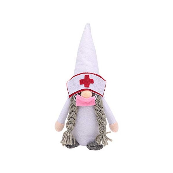 BAIJIE poupée de noël Long Chapeau en Peluche Barbe médecin infirmière décor de noël Bureau sans Visage poupée Ornement Migno