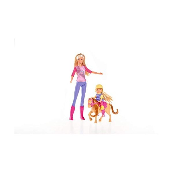 Simba - Steffi Love Monitrice dEquitation - Poupée Mannequin 29cm + Mini Poupée 12cm - Poney avec Crinière à Coiffer - 10573