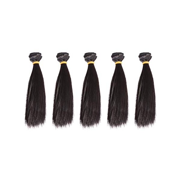 EXCEART 5 Pcs Poupée Bricolage Perruque Synthétique Droite Cheveux Longs Poupée Trame Extensions de Cheveux pour Bricolage Ar