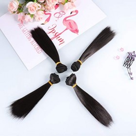 EXCEART 5 Pcs Poupée Bricolage Perruque Synthétique Droite Cheveux Longs Poupée Trame Extensions de Cheveux pour Bricolage Ar